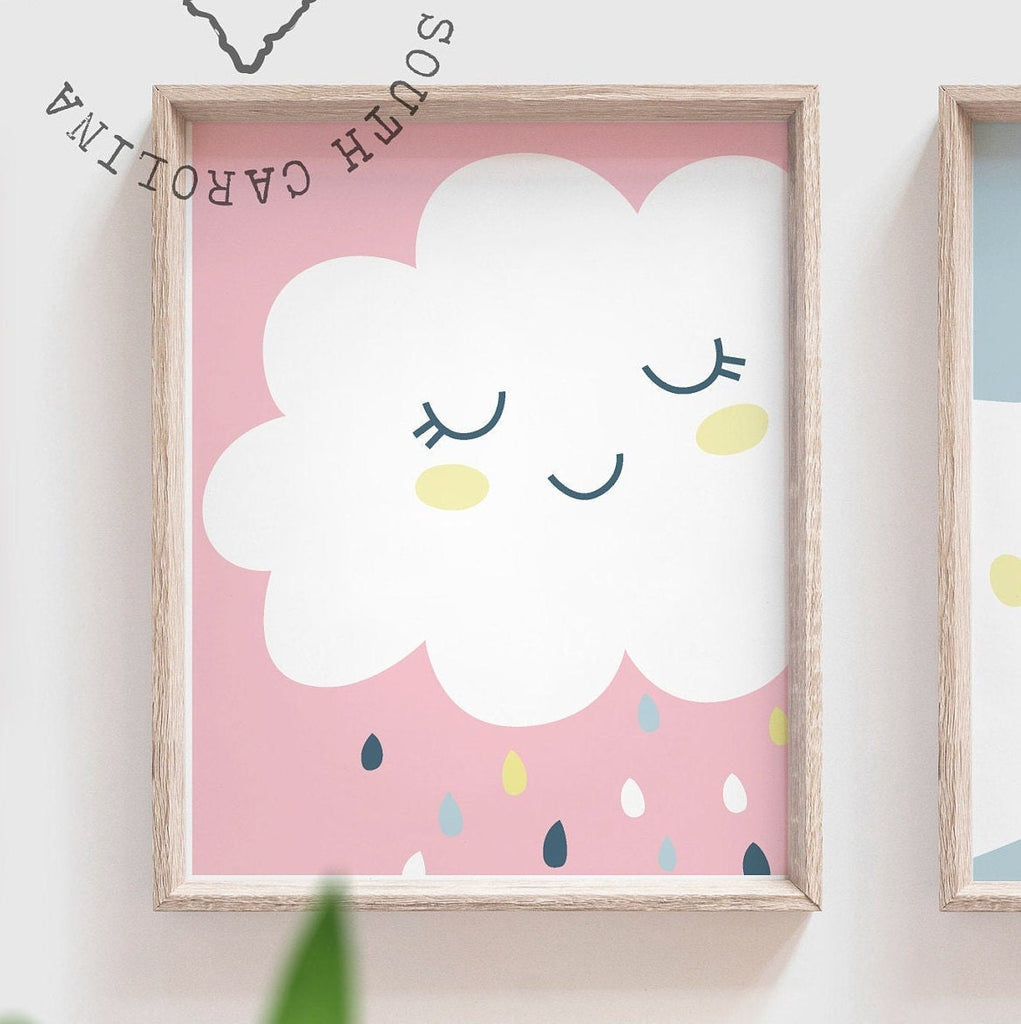 Sunshine nursery art, sunshine themed nursery decor, kids playroom wall ideas, baby shooting star art print set, pastel sun shooting star – unframed wall art print for kids room or nursery.