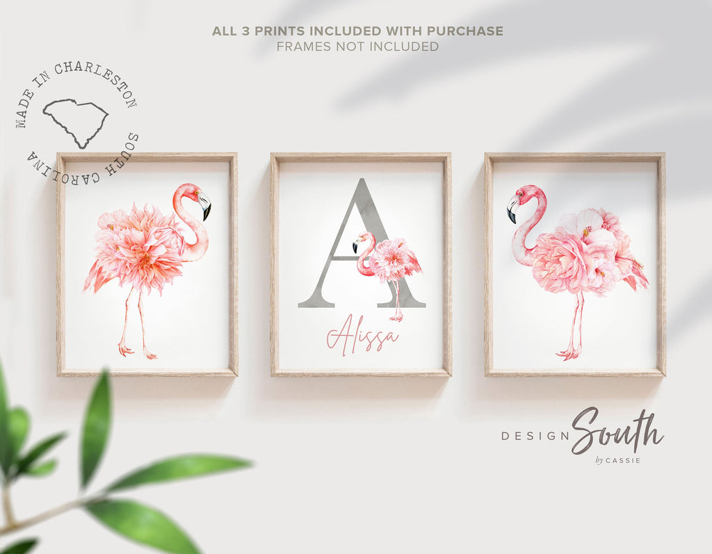 pink_and_gray_baby,pink_gray_nursery,pink_gray_bedroom,baby_girl_tropical,tropical_baby_room,flamingo_gift_girl,pink_flamingo_art,pink_nursery_decor,pink_nursery_art,girl_nursery_ideas,flowers_tropical,girl's_bedroom_name,name_initial_flowers