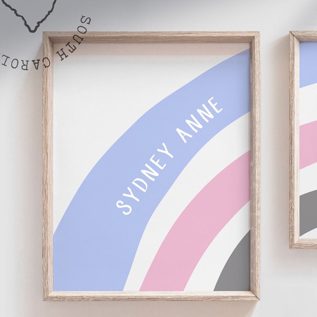 Twin sister nursery decor, sister art, playroom decor two girls, personalized decor, shared girls room print, girls rainbow decor sisters – unframed wall art print for kids room or nursery.