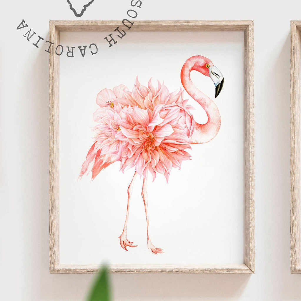 Pink and gray nursery art, pink and gray nursery decor baby name personalized, flamingo girls name, custom girl sign tropical nursery themed