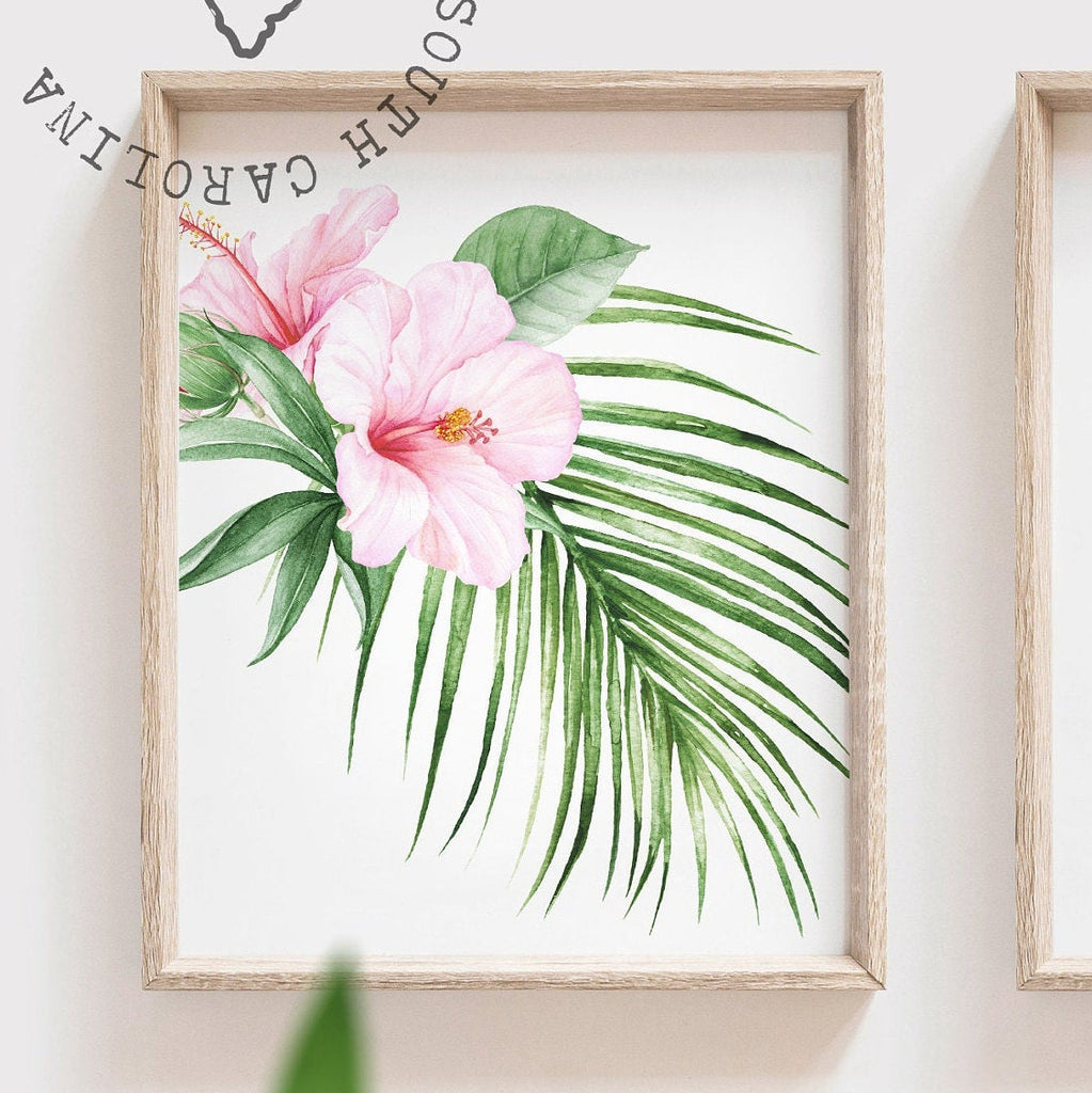 Baby girl nursery decor pink tropical flamingo floral, above crib decor, pink flamingo nursery wall art, personalized baby girl gift quote