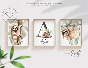 jungle_nursery_art,jungle_nursery_decor,boys_animal_nursery,animal_nursery_art,boys_bedroom_jungle,boys_bedroom_zoo,sloth_kids_room_wall,boys_personalized,name_initial_child,playroom_sloth_theme,children_wall_decor,baby_boy_sloths,sloth_boys_room_art