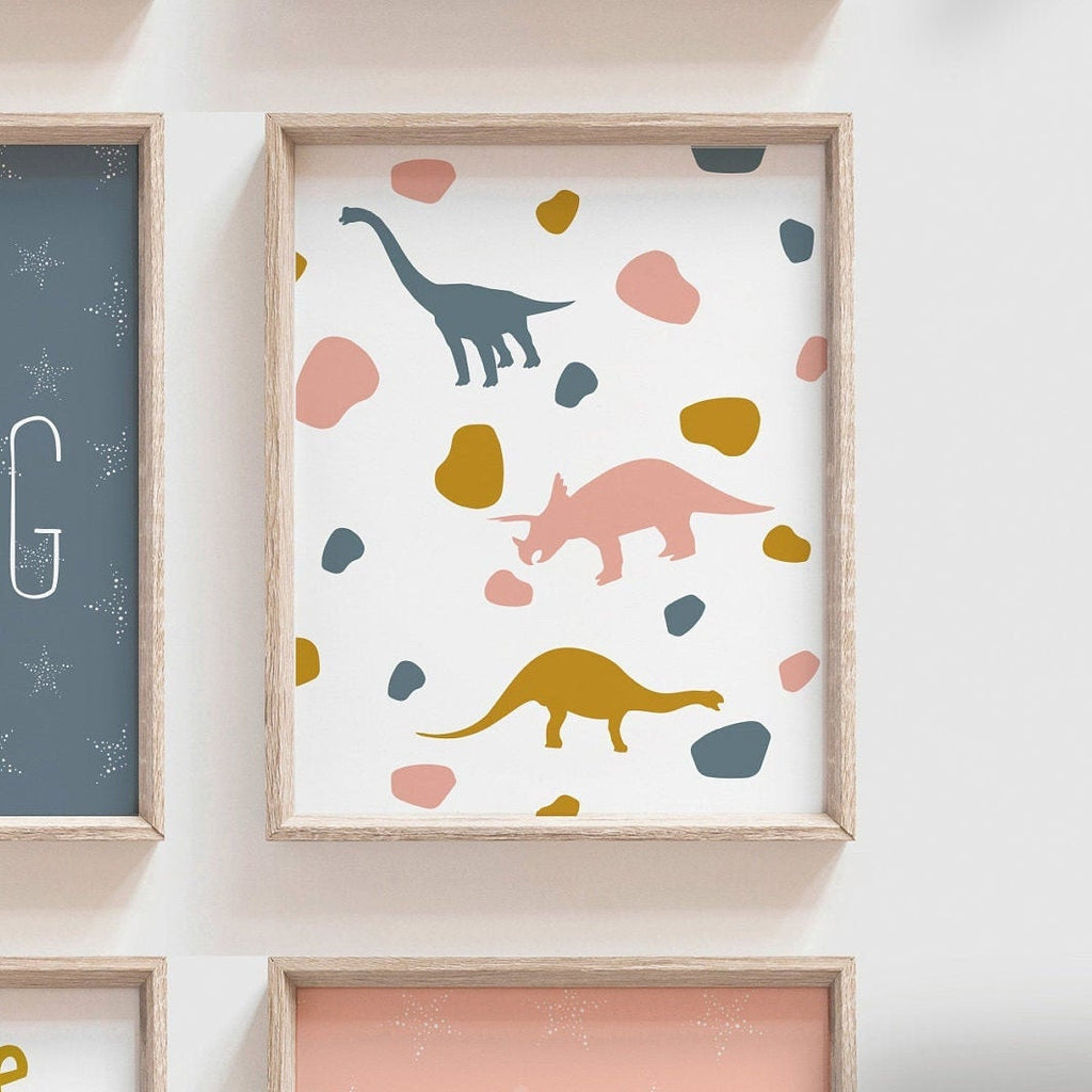 Little girl room unicorns rainbows dinosaurs ABCs, pink printable playroom art, you are magic loved strong brave inspirational positive wall