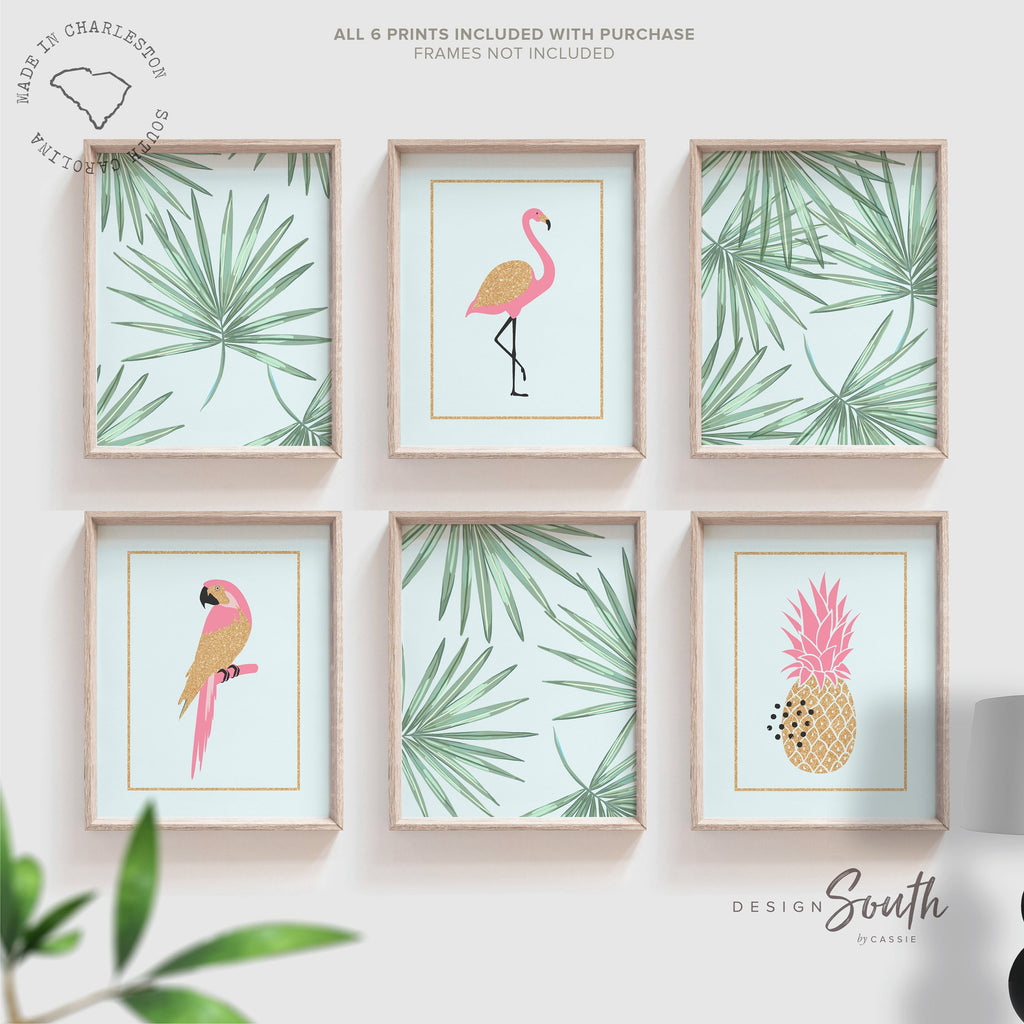 green_palms_toddler,baby_girl_nursery,wall_art_girls_room,tropical_themed_art,birthday_girl_gift,playroom_wall_idea,girls_bedroom_idea,baby_shower_gift,tropical_baby_shower,pink_gold_sparkles,pineapple_flamingo,parrot_palm_leaves,jungle_nursery_art