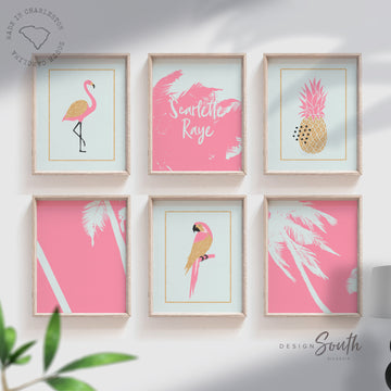 nursery_wall_decor,girls_nursery_decor,pink_aqua_nursery,personalized_name,little_girl_room_art,wall_art_for_girls,pink_gold_sparkles,playroom_girl_ideas,baby_girl_wall_art,girl_nursery_decor,flamingo_parrot,flamingo_child_room,gold_sparkles_decor
