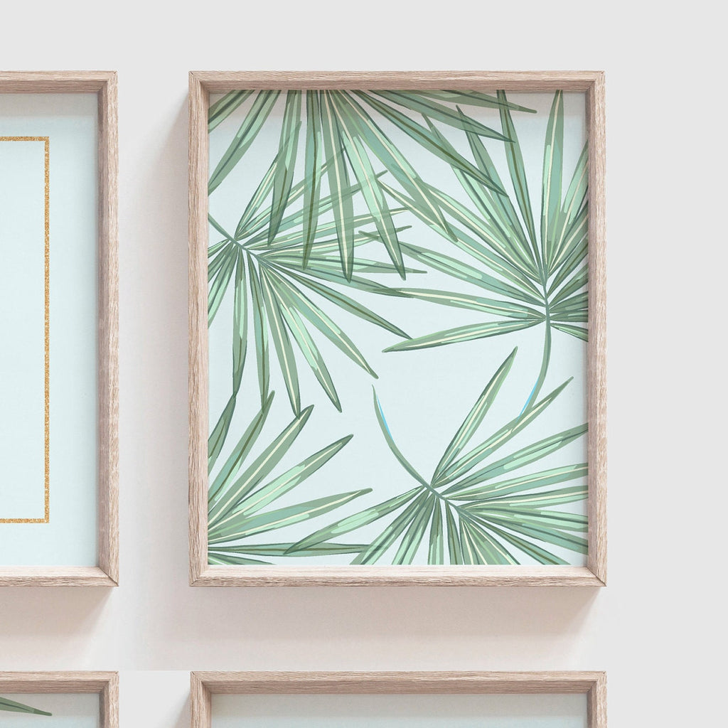 Flamingo pineapple palms wall art set, pink gold sparkles green palms themed, little girl room tropical, baby girl flamingo wall decor idea