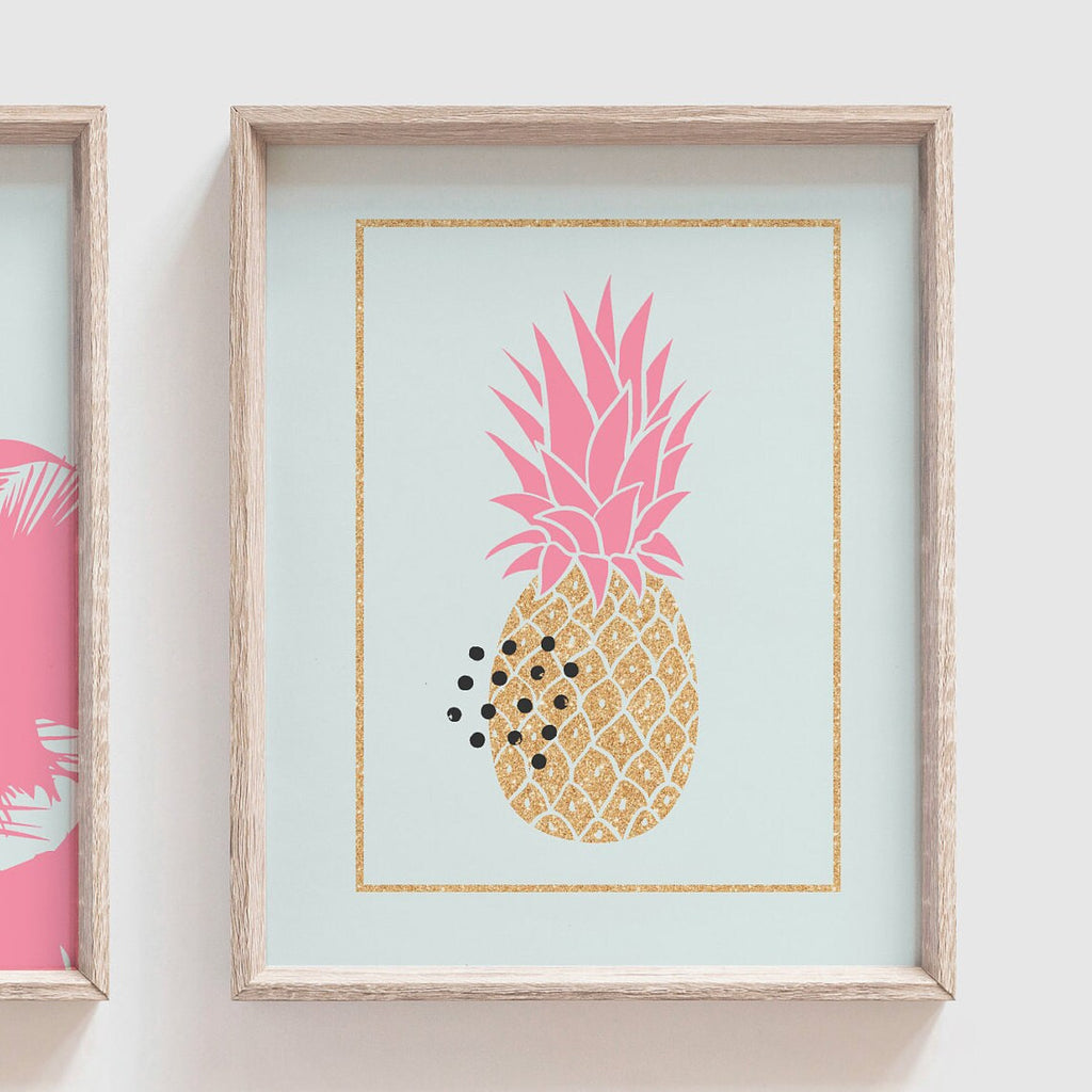 Pink aqua gold nursery, tropical girl bedroom playroom ideas, little girl room decor pink aqua gold, inspirational girl wall art gallery set