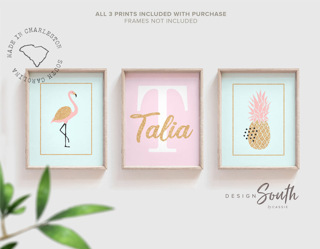 monogram_print,girls_monogram_art,girls_bedroom,girls_nursery_decor,monogram_art,girls_monogram,baby_girls_decor,tropical_baby_room,flamingo_pineapple,gold_sparkles_art,gold_aqua_pink_baby,gold_aqua_pink_decor,wall_art_for_girls