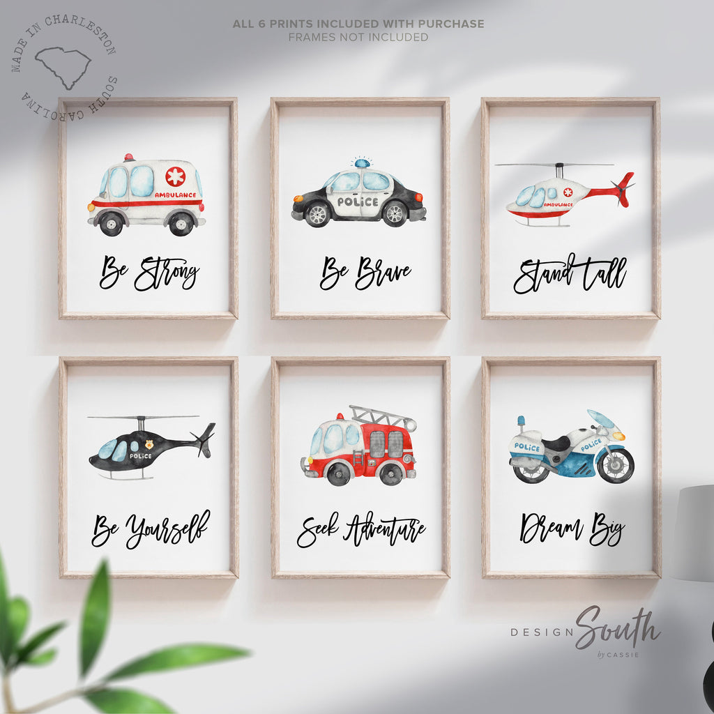 fire_truck_engine,rescue_vehicle_wall,helicopter_set_of_6,print_posters_images,ambulance_toddler,police_car_kid_art,vehicle_nursery_art,emergency_truck_set,transportation_boy,big_boy_bedroom,kids_gallery_wall,watercolor_vehicles,boys_nursery_decor