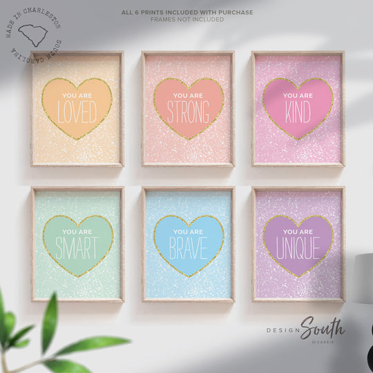 Twin girl room decor, sister siblings wall art, rainbow colored room wall art set, inspirational twin art, twin bedroom art for little girls – unframed wall art print for kids room or nursery.