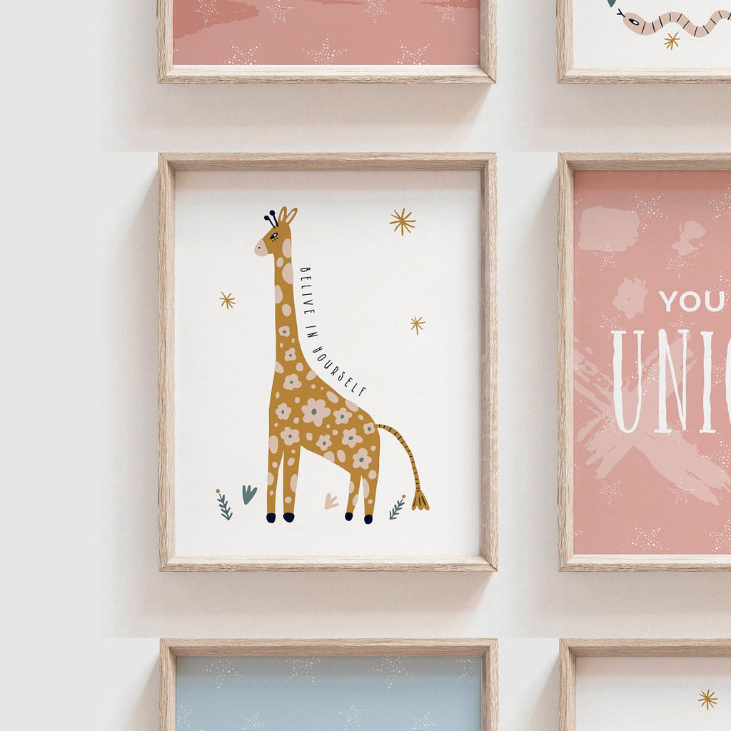 Modern boho kid print set, children gallery wall inspiring, modern boho safari animal themed room decor, you are affirmations art, baby room