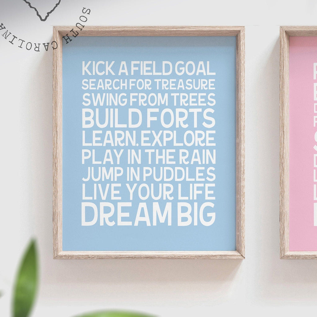 Twin nursery decor, dream big quote, boy girl nursery wall art, baby blue, baby pink, princess quote, dream big for twins, twin nursery art