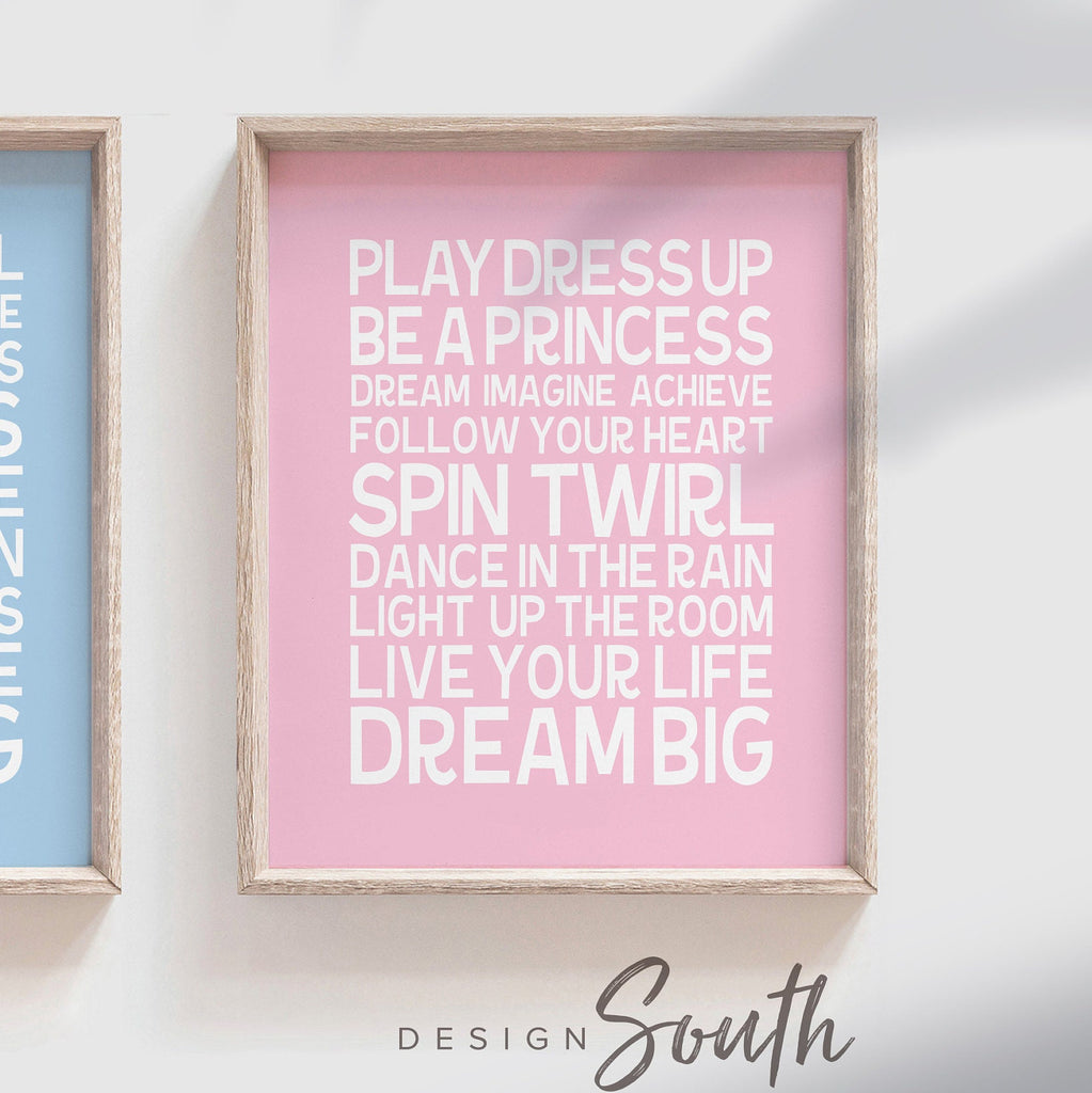 Twin nursery decor, dream big quote, boy girl nursery wall art, baby blue, baby pink, princess quote, dream big for twins, twin nursery art