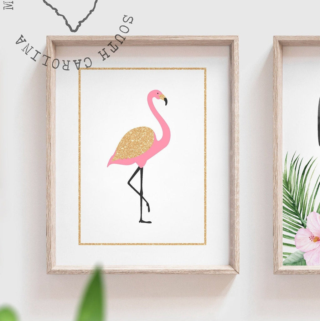 Welcome to my crib print art set, above crib tropical wall, flamingo nursery decor, baby room decor, newborn flamingo nursery pink and gold