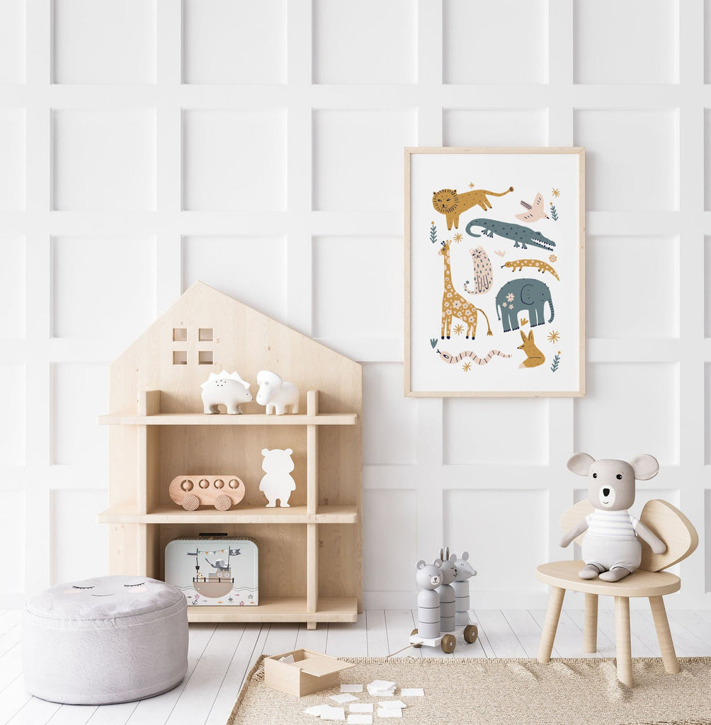 Modern boho kid print set, children gallery wall inspiring, modern boho safari animal themed room decor, you are affirmations art, baby room