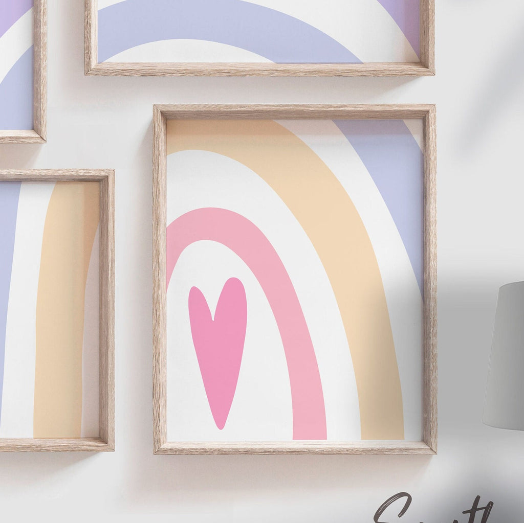 Twin sisters purple pink, nursery art twin girls, rainbow nursery decor siblings sisters, pink purple name decor, twin sister personalized – unframed wall art print for kids room or nursery.