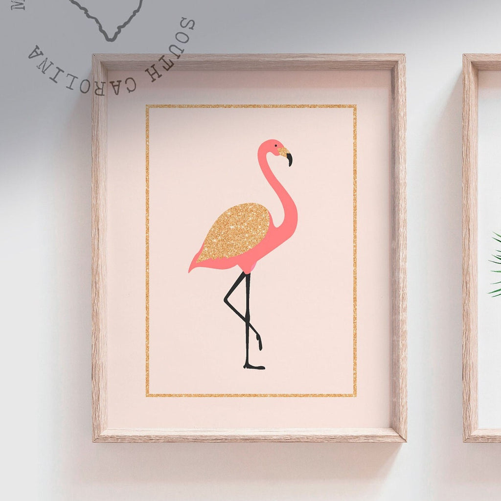 Peach palm coral tropical prints, bright floral tropical nursery art, palm beach baby room, blush peach gold tropical girl nursery bedroom