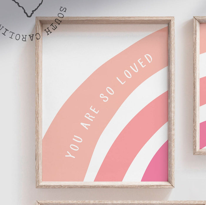 Shades of pink nursery art, girl's bedroom pink rainbow wall, nursery ideas pink, little girls bedroom art, pink nursery artwork, baby girl