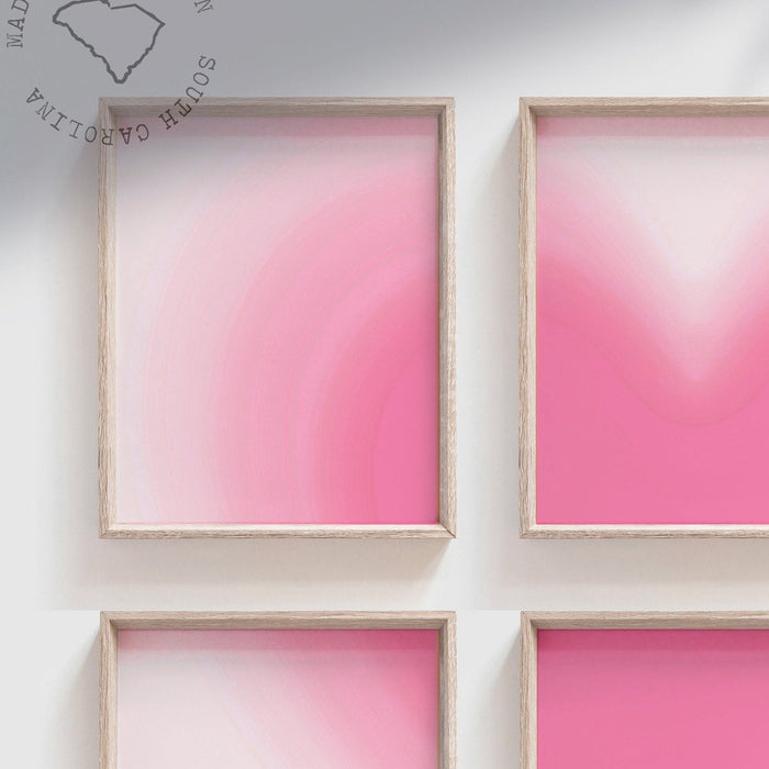 Wall art in pink and white, little girl heart art print set, little girl bedroom ideas, pink gallery wall, love heart themed baby wall art