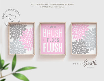 pink_bathroom_art,pink_bathroom_decor,wall_art_bathroom,baby_bathroom_art,wash_brush_floss,pink_bathroom_sign,pink_girls_wall,floral_flower_dahlia,pink_and_gray_room,pink_gray_baby,pink_gray_child,floral_bathroom_art,floral_pink_bathroom
