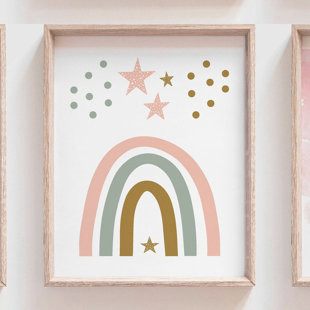 Boho baby room decor, baby girl nursery ideas mauve pink, bohemian style nursery art print set for girl, personalized gift girl boho llama