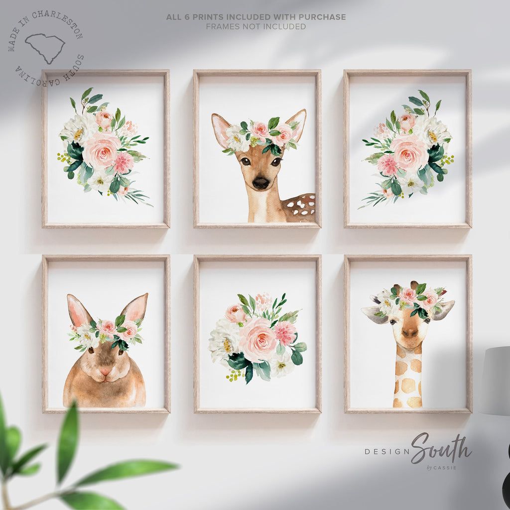 woodland_baby_girl,baby_girl_woodland,pink_woodland_baby,baby_art_woodland,girls_pink_woodland,girls_woodland,woodland_nursery,pink_nursery_animals,baby_girl_deer_art,giraffe_bunny_rabbit,flower_crown_animals,flowers_cute_animals,baby_animal_art