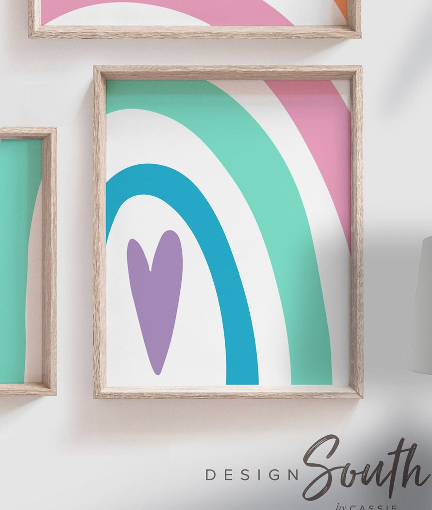 Girl rainbow posters, rainbow wall art for girl bedroom, decor for girl room, kids room wall, rainbow wall decorations, sunshine nursery art