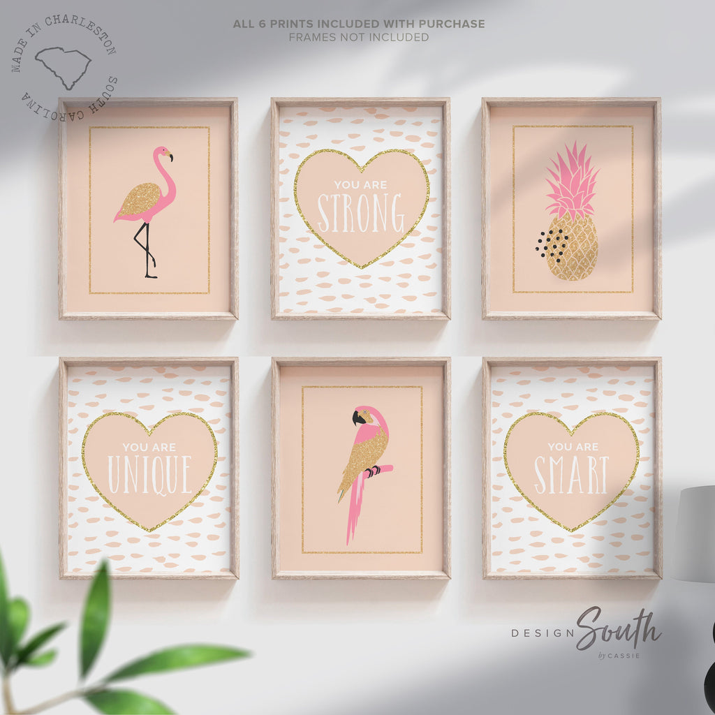 jungle_nursery,girls_nursery_decor,girly_nursery,animal_nursery_decor,girls_zoo_animals,girls_jungle_nursery,nursery_decor_girls,pineapple_gold_blush,flamingo_kid_picture,flamingo_images_girl,inspirational_wall,gallery_wall_decor,inspire_little_girl