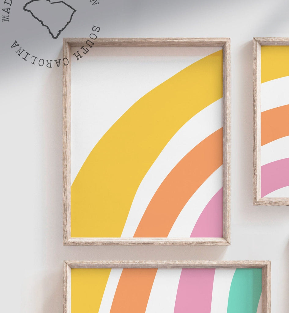 Girl rainbow posters, rainbow wall art for girl bedroom, decor for girl room, kids room wall, rainbow wall decorations, sunshine nursery art