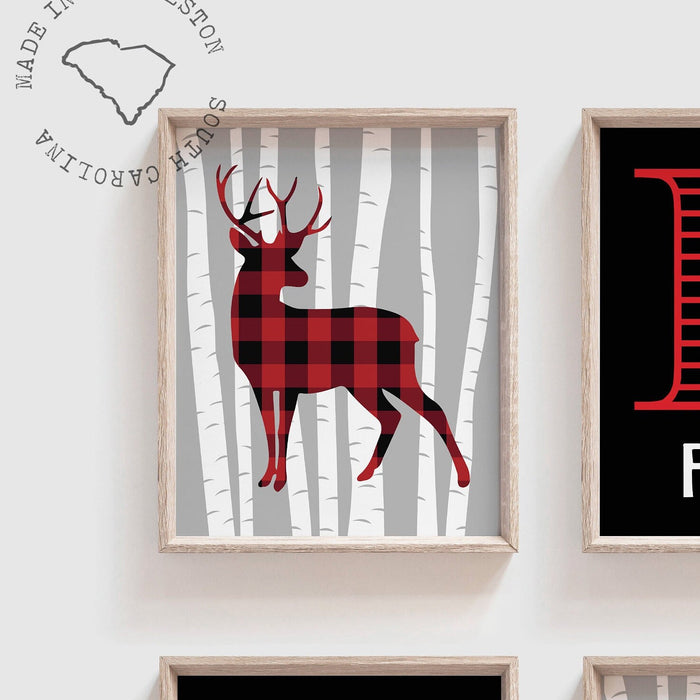 Boys deer hunting bedroom, customized boys room decor, buffalo check wall art for boy, buffalo plaid hunting art, nursery quote hunting art