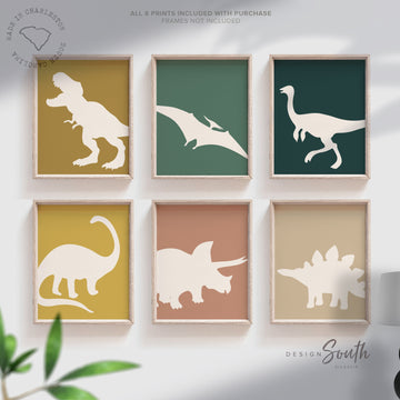 Neutral dinosaur decor earthy neutral tones, kid neutral playroom wall art, neutral boho dinosaurs for kid baby children, art gender neutral