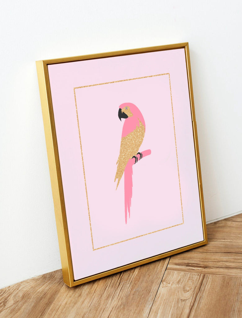 Pink gold flower sparkle baby room above crib art, welcome to my crib flamingo, tropical baby shower gift for girl, pink gold nursery art