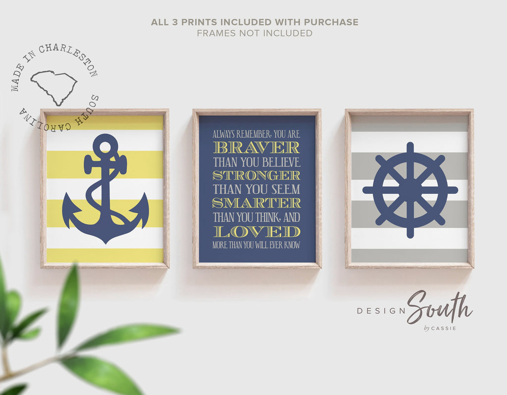 Baby boy nautical nursery decor, yellow nautical, gender neutral nursery, unisex nursery, wall art for boys, nautical wall decor for bedroom