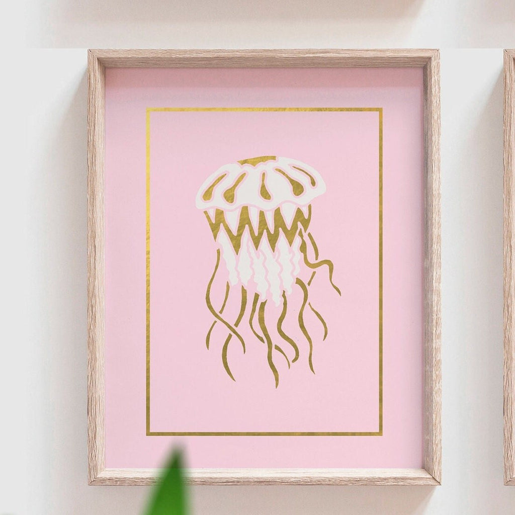 Girls nautical nursery decor, ship wheel octopus and anchor, nautical bedroom print for girls, pink nautical playroom art, pink octopus art