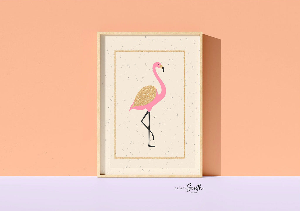 Girl nursery decor, tropical animal theme, ivory and pink flamingo tropical nursery, girl nursery design, flamingo decor, pineapple art gold