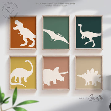 Neutral dinosaur decor earthy neutral tones, kid neutral playroom wall art, neutral boho dinosaurs for kid baby children, art gender neutral