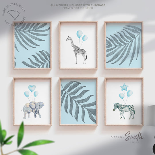 Baby boy nursery art, baby blue boy nursery decor, blue baby animals boy nursery, safari baby boy art, cute boy nursery art, newborn boy art