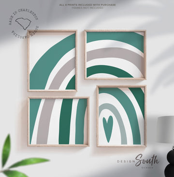 Green rainbow art, green gray rainbow, green rainbow themed, gender neutral baby room, boy bedroom wall decor, nursery prints, rainbow print