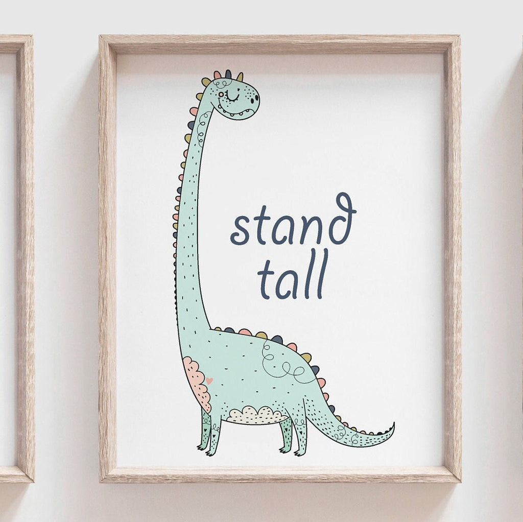 Pink mint dinosaur art, dinosaur wall pastel color, cute girl dinosaur themed room, pastel pink child dinosaur art, girl dinosaur party gift
