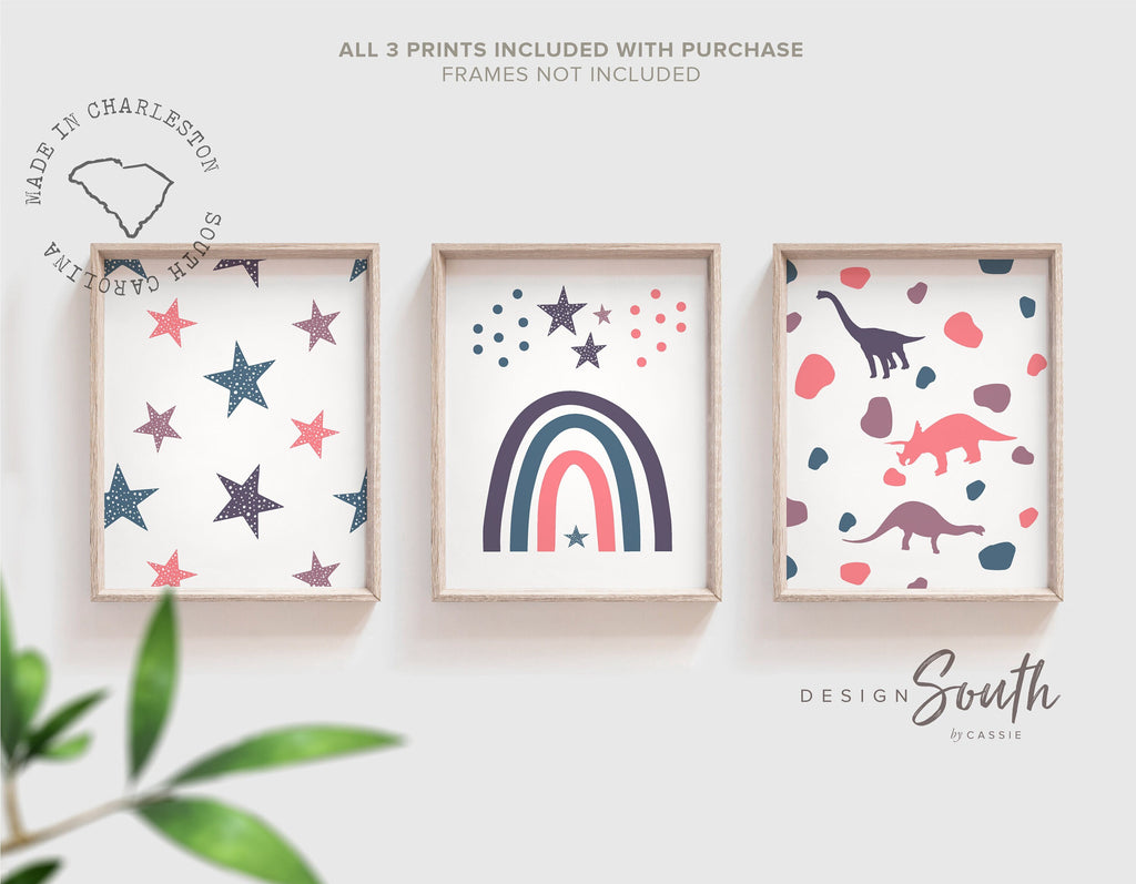 Girl dinosaurs, pink purple girl dinosaur nursery art, girl dinosaur bedroom wall art, pink purple dinosaur, wall girly dinosaur little girl