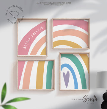 Baby room rainbow theme wall decor, girl's bedroom rainbow art, gift little girl rainbow, baby girl nursery, personalized baby shower gift