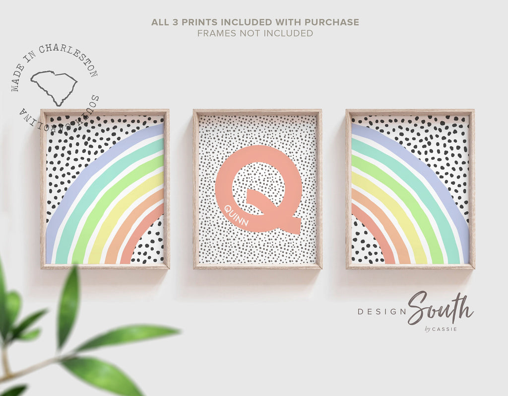 Pastel personalized rainbow, pastel pink orange blue yellow rainbow room decor, wall art for kids rainbow themed, personalized name rainbow