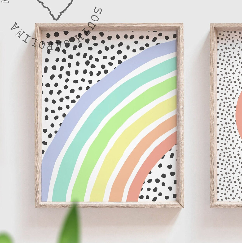 Pastel personalized rainbow, pastel pink orange blue yellow rainbow room decor, wall art for kids rainbow themed, personalized name rainbow