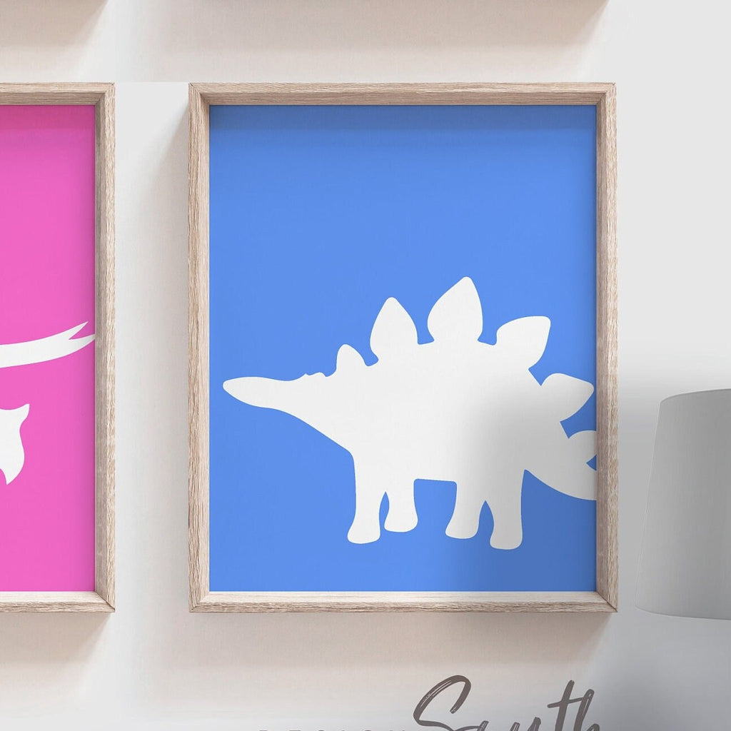 Colorful dinosaur art, bright colored dinosaurs, toddler girl dinosaur art, dinosaur girl bedroom wall art prints, gallery wall dinosaurs