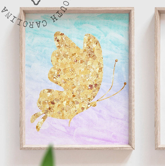 Butterfly girl's room wall art, butterfly nursery, heart nursery art, butterfly nursery decor, butterfly wall poster prints decor for girls