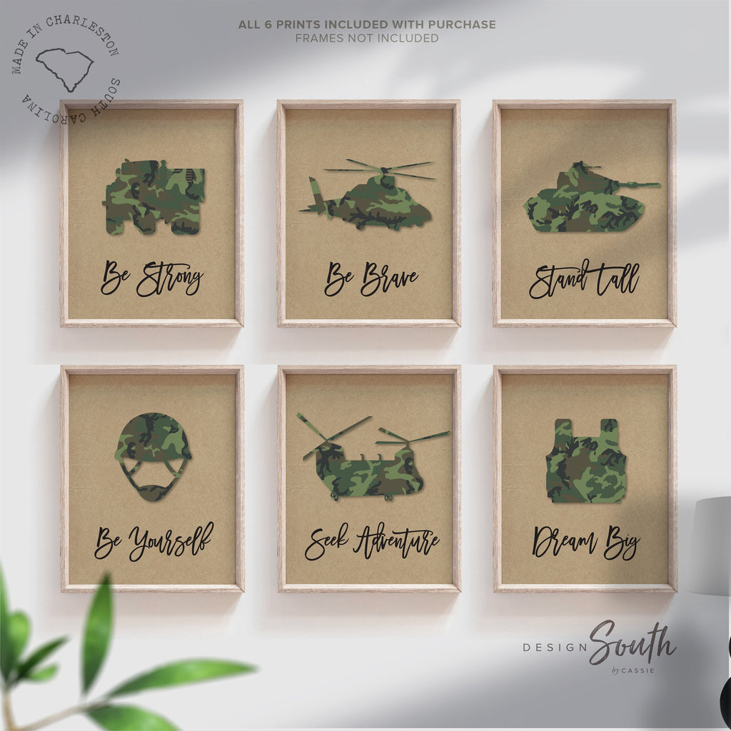 Army vehicles boys wall art set, soldier military tank truck helicopter, boys bedroom wall art print decor army marine troop, playroom army