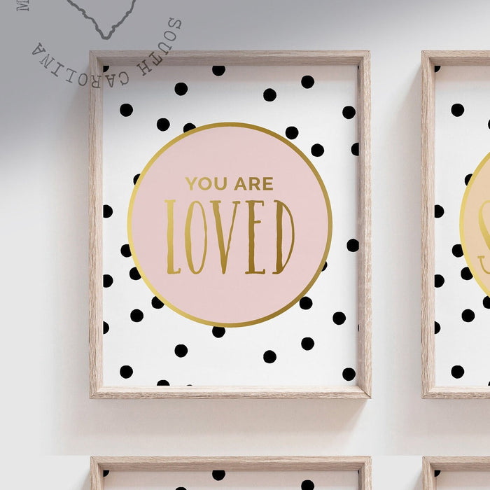 Little girl's bedroom wall art, toddler pastel room decor, print set playroom posters, pastel and gold room decor, positive affirmation girl