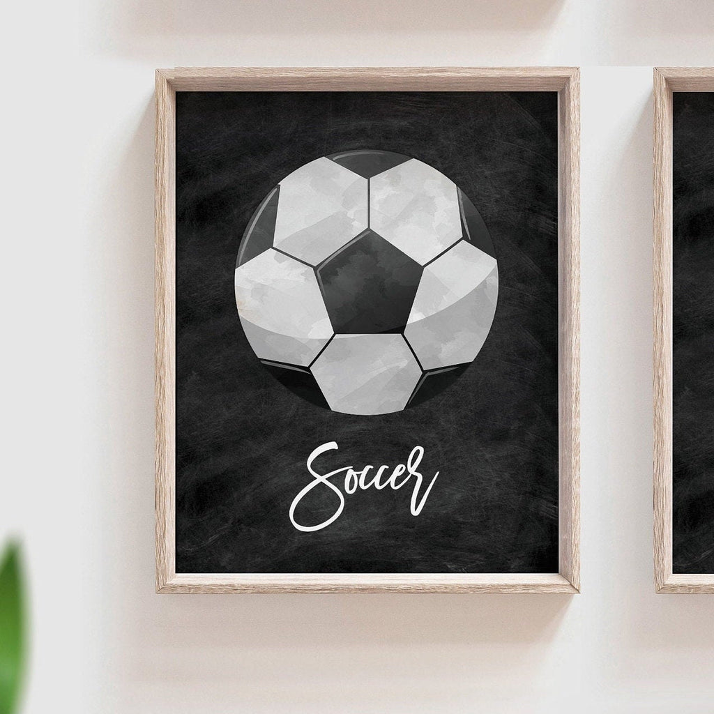 Little boy sports room theme, sports kids wall art print, vintage sports decor, set of 4 sports balls, football baseball basketball children