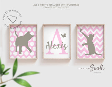 Pink kitten art, cute kitty cat, girls kitty cat decor, baby girl pink kitten, kitty nursery, kitten wall all art for girls, kitty cat gift