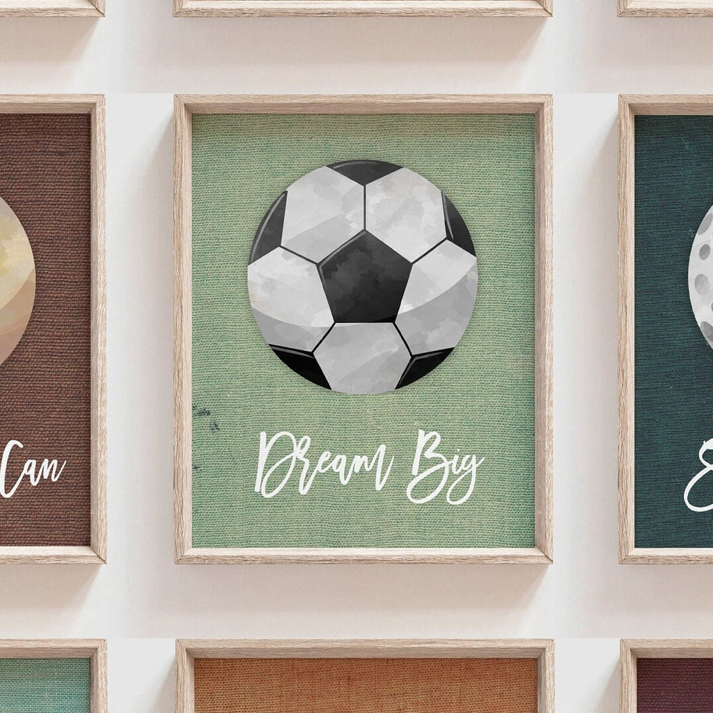 Inspirational sports wall art, sports themed boys wall art, sports collection decor, sports toddler bedroom, sports theme wall poster prints